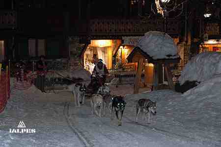 Course de nuit chien de traineau, Haute-Savoie