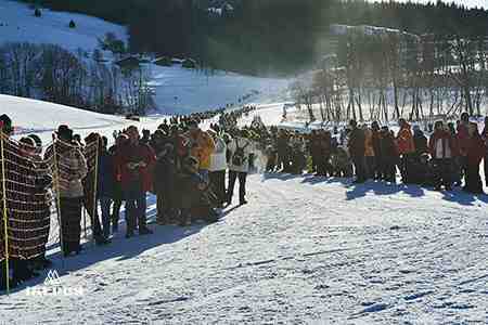 Public pour course chien de traineau, Haute-Savoie