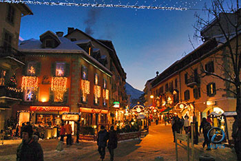 Centre ville en hiver à Chamonix, Haute-Savoie