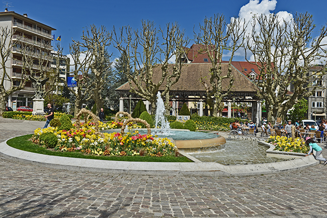 Fontaine et les halles La Roche-sur-Foron, Haute-Savoie