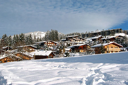 Chalets en hiver à Megève, Haute-Savoie